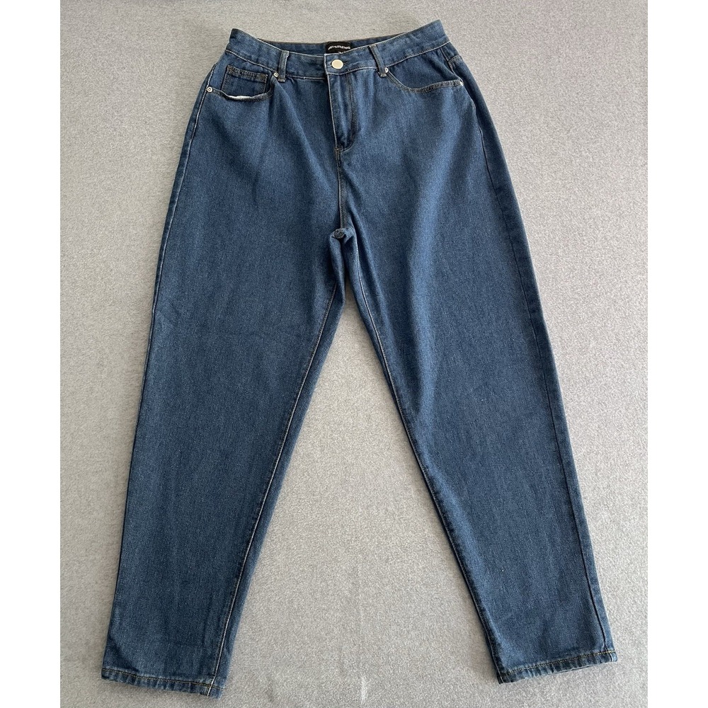 Pretty Little Thing Jeans‎ Womens 8 Relaxed Tapered Blue Dark Wash Cotton 30x28